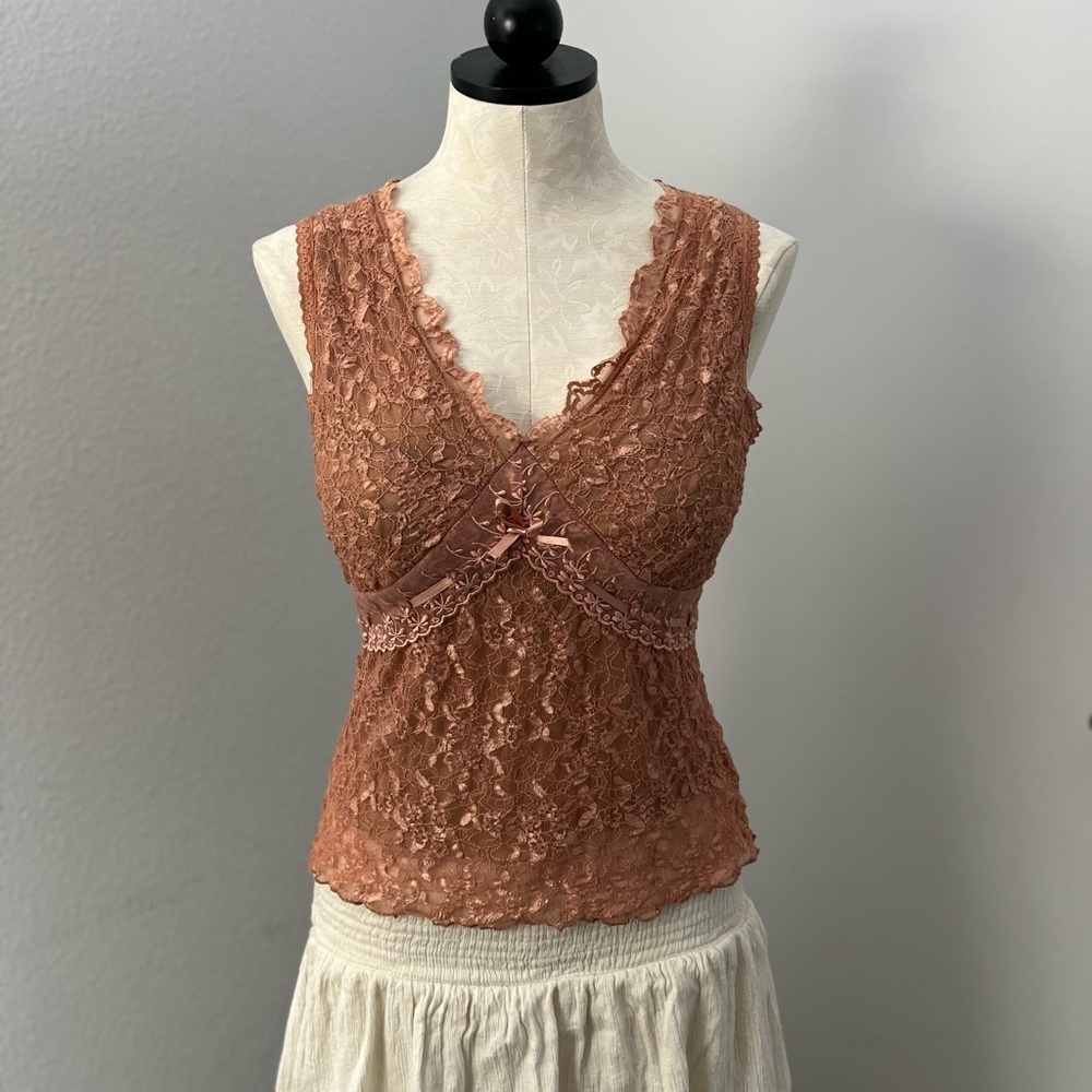 ❌SOLD Y2k Merona Lace & Sequin Sleeveless Blouse - Size S - Picture 3 of 9